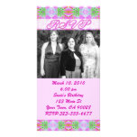pink rsvp photo card template