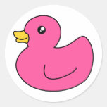 Pink Rubber Duck Round Sticker