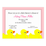 Pink Rubber Ducky Shower Invitation Post Card