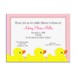 Pink Rubber Ducky Shower Invitation postcards