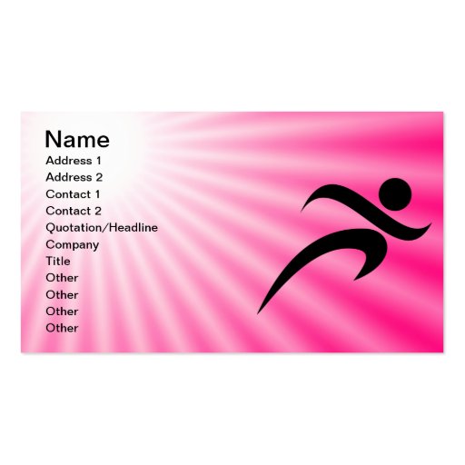 Pink Running Business Card Template (front side)