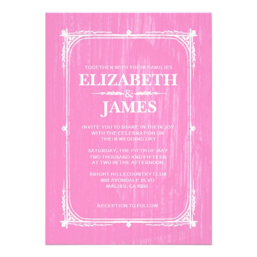 Pink Rustic Barn Wood Wedding Invitations