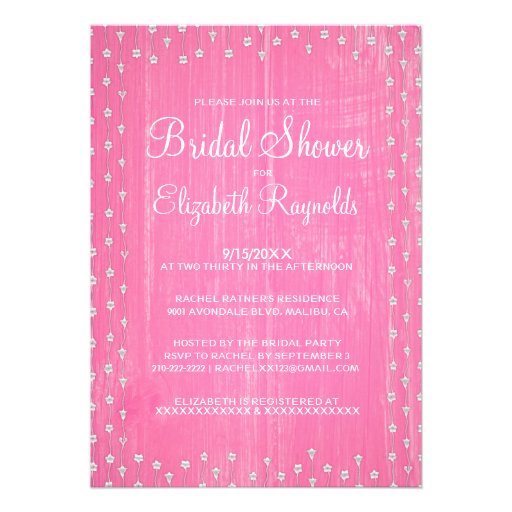Pink Rustic Country Bridal Shower Invitations