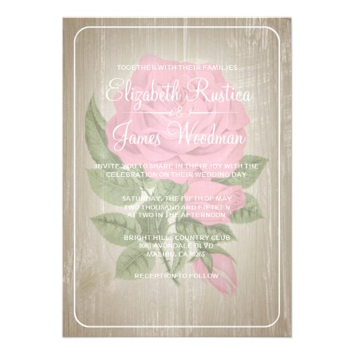 Pink Rustic Floral Wedding Invitations