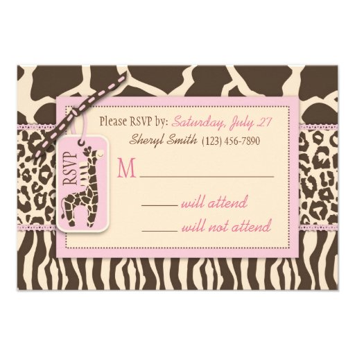 Pink Safari & Cupcake First Birthday RSVP Invite