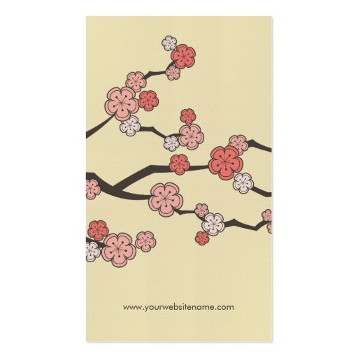 Pink Sakura Oriental  Zen Chinese Cherry Blossoms Business Card Template (back side)