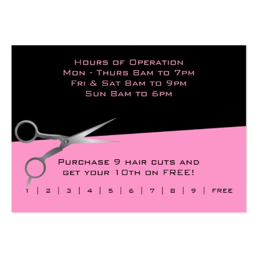 Pink Salon Business and Punch Cards Business Card (back side)