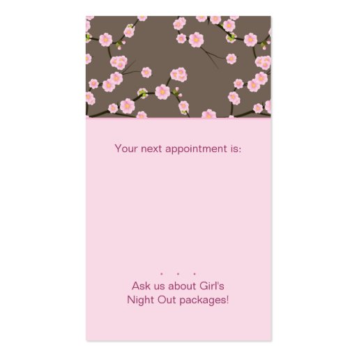 Pink Salon Business Card spa cherry blossom (back side)