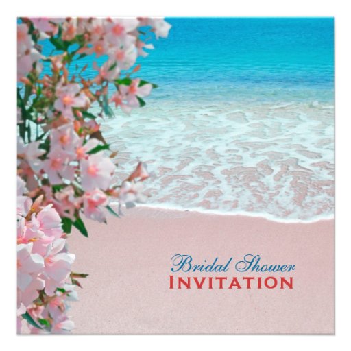 Pink Sand Beach Bridal Shower Custom Announcements