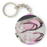 Pink sandy flip flop sandals on Florida beach Key Chains