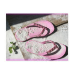 Pink sandy flip flop sandals on Florida beach Postcard