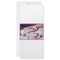 Pink sandy flip flop sandals on Florida beach Personalized Rack Card