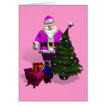 Pink Santa Claus Greeting Cards