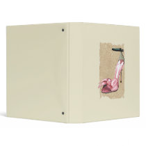 Pink Satin Ankle Straps on Safari 3 Ring Binder