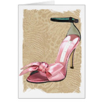Pink Satin Ankle Straps on Safari cards