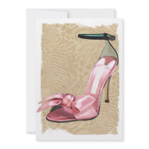 Pink Satin Ankle Straps on Safari Personalized Invites