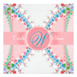 Pink Satin Fractal Butterfly Wedding Invitation