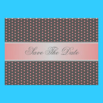 Pink Satin Ribbon & Pink Dots Save The Date Card invitations