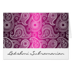   Pink Satin White Lace Paisley Thank You Note Cards