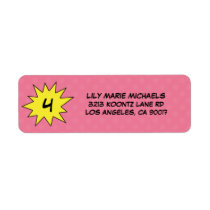 Pink Save the Day Superhero Return Address Labels