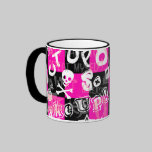 Pink Scene Checkers mugs