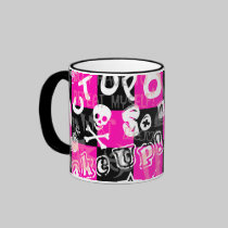 Pink Scene Checkers mugs