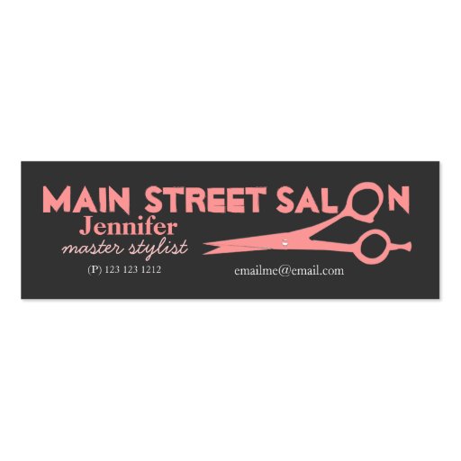 Pink Scissors Stylist Salons Business Cards (front side)
