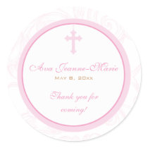 Pink Scroll Cross Address Label/Favor Sticker