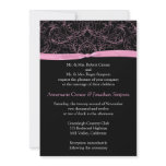 Pink Scrolls and Ribbon Wedding Invitation