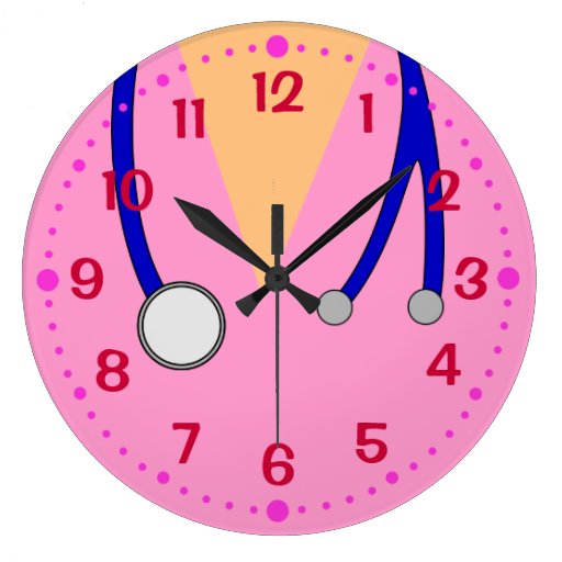 Pink Scrubs Fun Clock for Nurses Vets w/ Minutes Zazzle