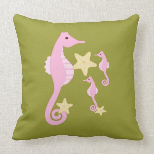 Pink Sea Horses Pillow