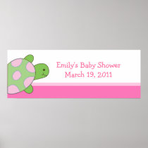 Pink Seaturtle Baby Shower /  Birthday Banner Posters