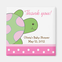 Pink Seaturtle Sea Turtle Baby Shower Favor Magnet