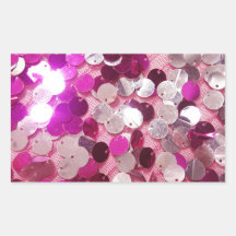 Pink Sequins Sparkles Fashion Customize w/ Text Rectangle Stickers