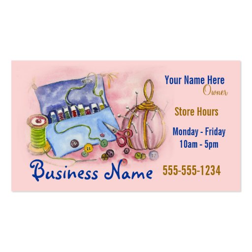 Pink Sewing Kit Business Card (front side)