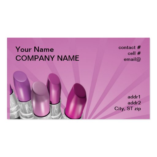 pink shades lipstick business card template (front side)