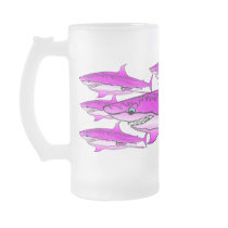 Pink Sharks Frosted Glass  Mug