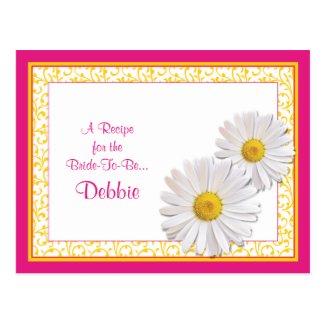 Pink Shasta Daisy Recipe Card for the Bride to Be