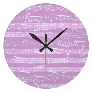 Pink Sheet Music Musical Round Wall Clock