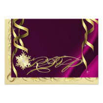 Pink Shimmering RSVP Snowflake Invitation