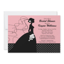 Pink Silhouette Bride Bridal Shower Invite