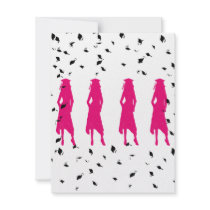 Pink Silhouettes Graduation Party Invitations