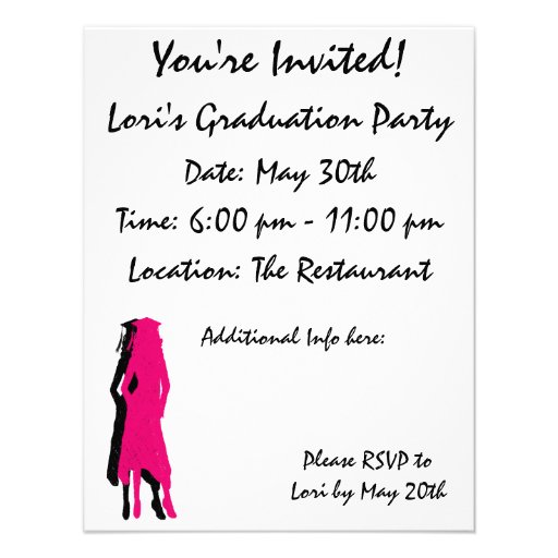 Pink Silhouettes Tassle Graduation Party Invite