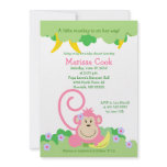 Pink Silly Monkey Jungle Girl Baby Shower 5x7 Personalized Invitation