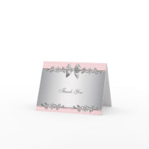 Pink Silver Baby Shower Gift Thank You Card