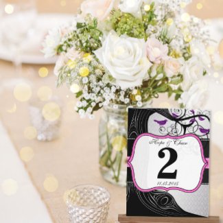 Pink Silver & Black Plum Tree Table Number Card postcard