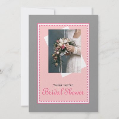 Pink Silver Bridal Shower InvitationBride carrying bridal bouquet on 