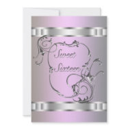 Pink Silver Elegant Swirls Sweet Sixteen invitation