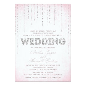 Pink & Silver Glitter Look Wedding Invitation 5