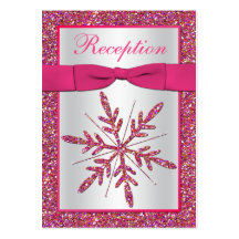 Pink, Silver Glitter Snowflake Enclosure Card Business Card Templates